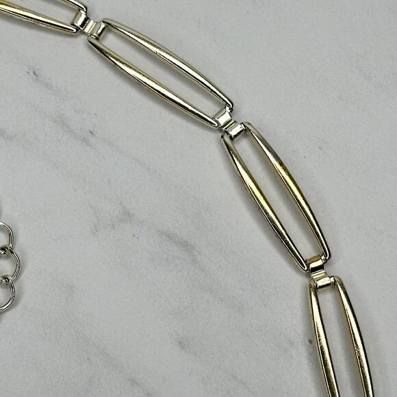 Skinny Silver Gold Chain Link Belt Large XL Two Tone ✨ - Picture 5 of 11